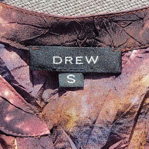 Anthropologie Drew S Brown Tie Dye Silk Buttoned Babydoll Dress 876 - Picture 4 of 8